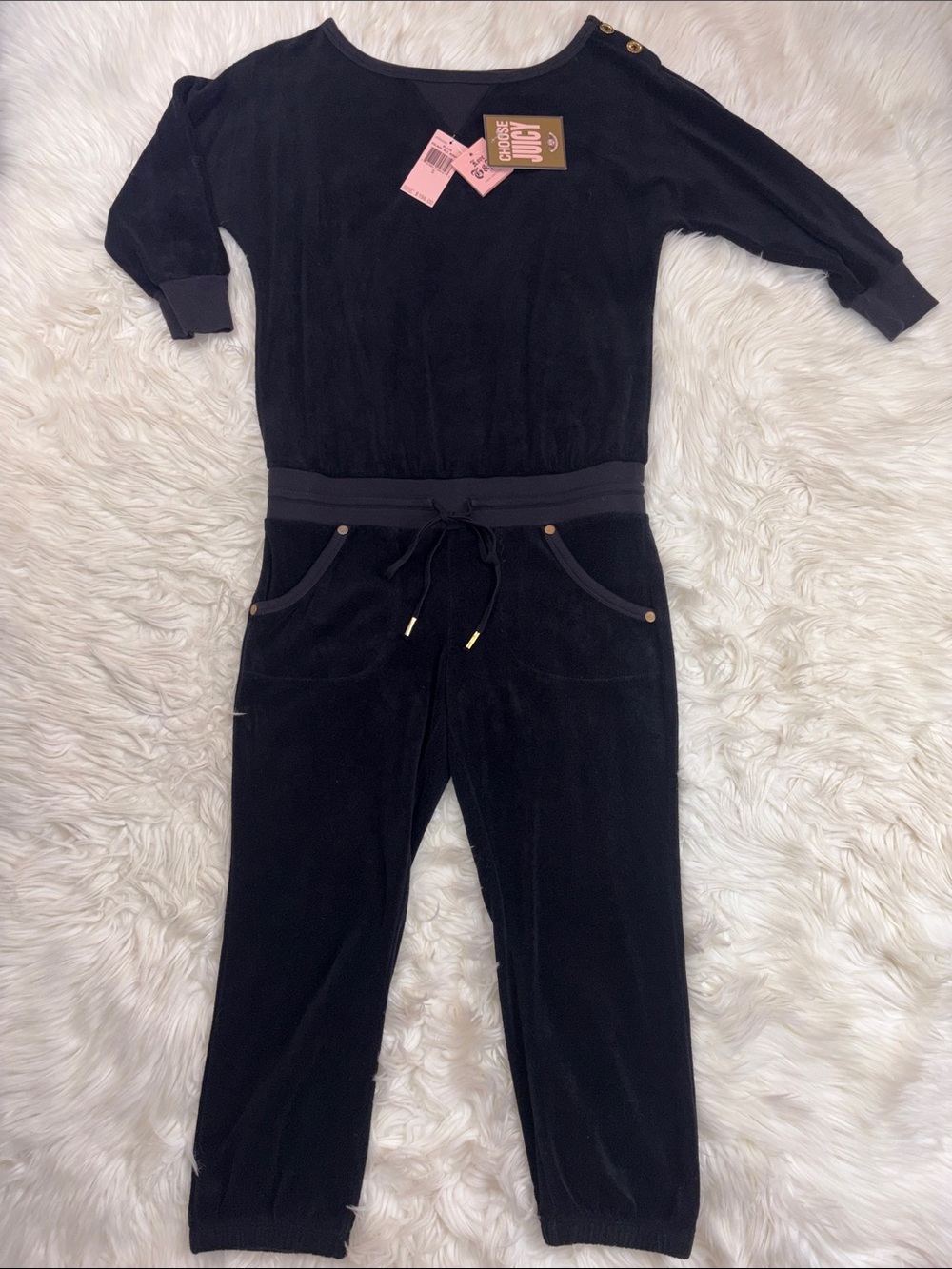 Vintage ~ Juicy Couture Black Velour Capri Jumpsuit